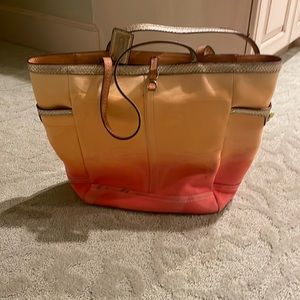 Orange ombré coach tote bag